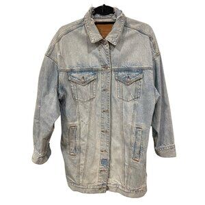 Women's American Eagle Distressed Oversized Ripped Denim Jacket | Small